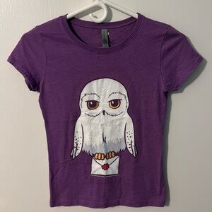 Next Level Apparel Hedwig Harry Potter girls large 10/12 T-shirt purple